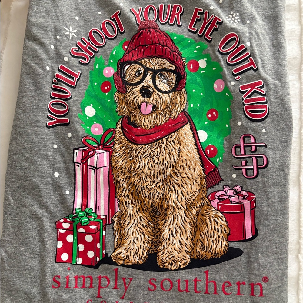 Simply Southern Gray Holiday Dog T-Shirt